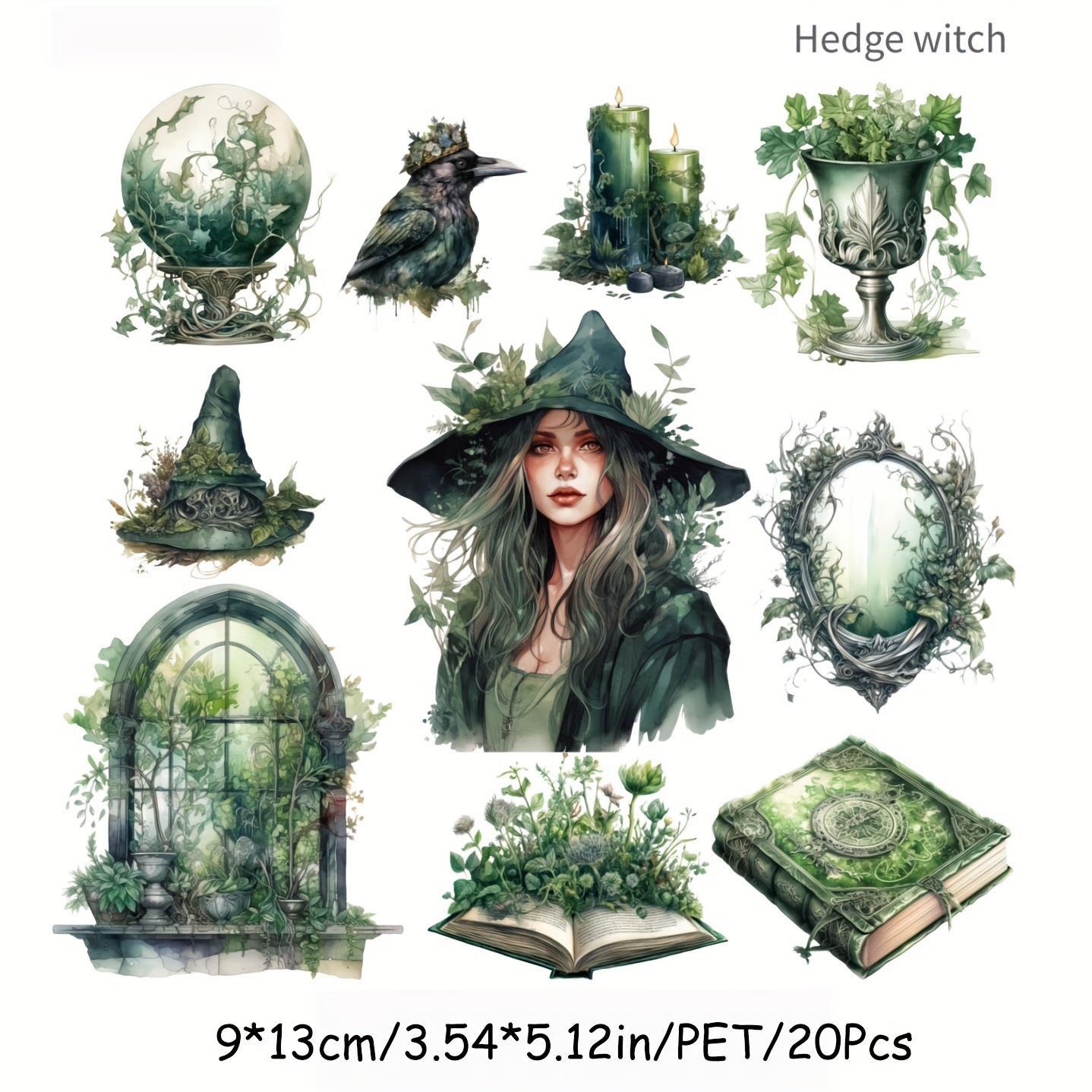 

НОВИЙ 20 шт. серії Goth Witch. Декоративний пакет наклейок. Ретро, ​​троянда, кіт, колаж, етикетка для скрапбукінгу. Щоденник. Hedge witch