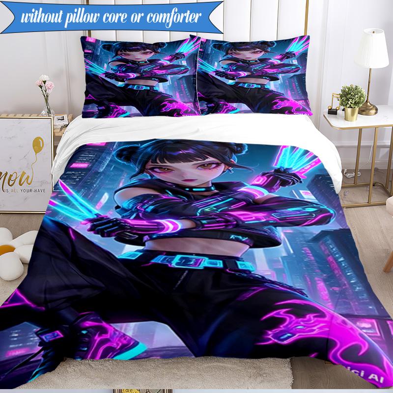 Kpop cartoon 3pcs K-pop music group Bedding set,Ideal for Bedroom, Dormitory,Including Duvet Cover And 2pcs Pillowcases,Fan gifts