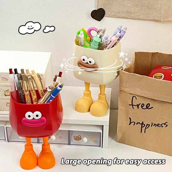 Big Mouth Pen Holder Cartoon DIY Pencil Case Large Capacity Pen Container Students Plastic Fun Desktop Organizer