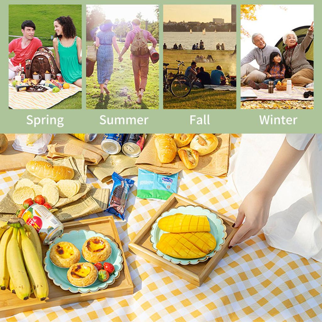 6.5 X 6.5 FT Picnic Blanket Outdoor Extra Large Folding Picnic Mat Waterproof Sandproof Garden