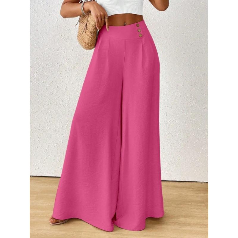 Casual Style Plus-Size High-Waisted Drapey Wide-Leg Pants for Women Summer Cotton-Linen Texture Slimming and Flattering Skirt Pants Commuting