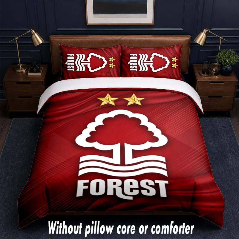 Nottingham Forest Design Bed Bedding Set 1 Duvet Cover + 2 Pillowcases Soft Breathable Household Bed Linens