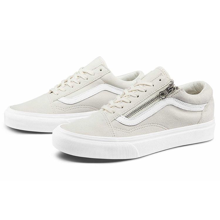 Vans Old Skool Zip Casual Low Tops Skateboarding Shoes Unisex White VN0A3493A4G