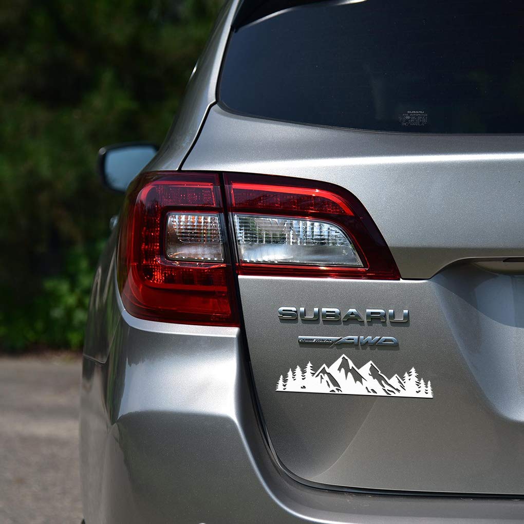 JINZHAO Tree Sticker Car Laptop Decal Vinyl Mountain Sticker Outdoor Bumper Sticker (Pack of 3) (White)