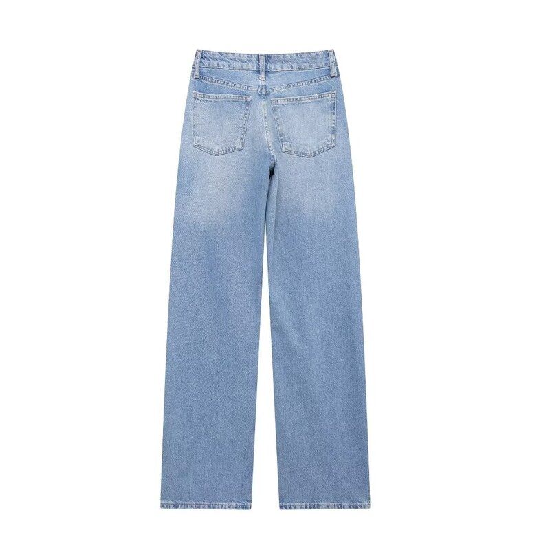 Fashion Style 2024 Autumn New Women's Clothing Slim Looking Commute Leisure Easiest for Match Wide Leg Denim Pants 6688216