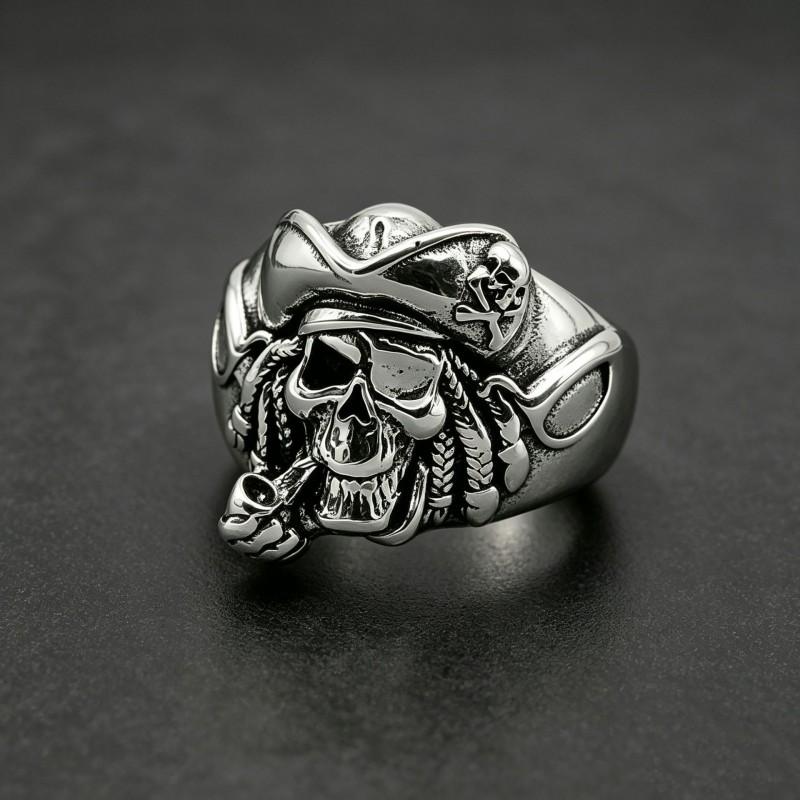 Adjustable Open Skull Ring Vintage Pirate Style Copper Statement Jewelry Men Women