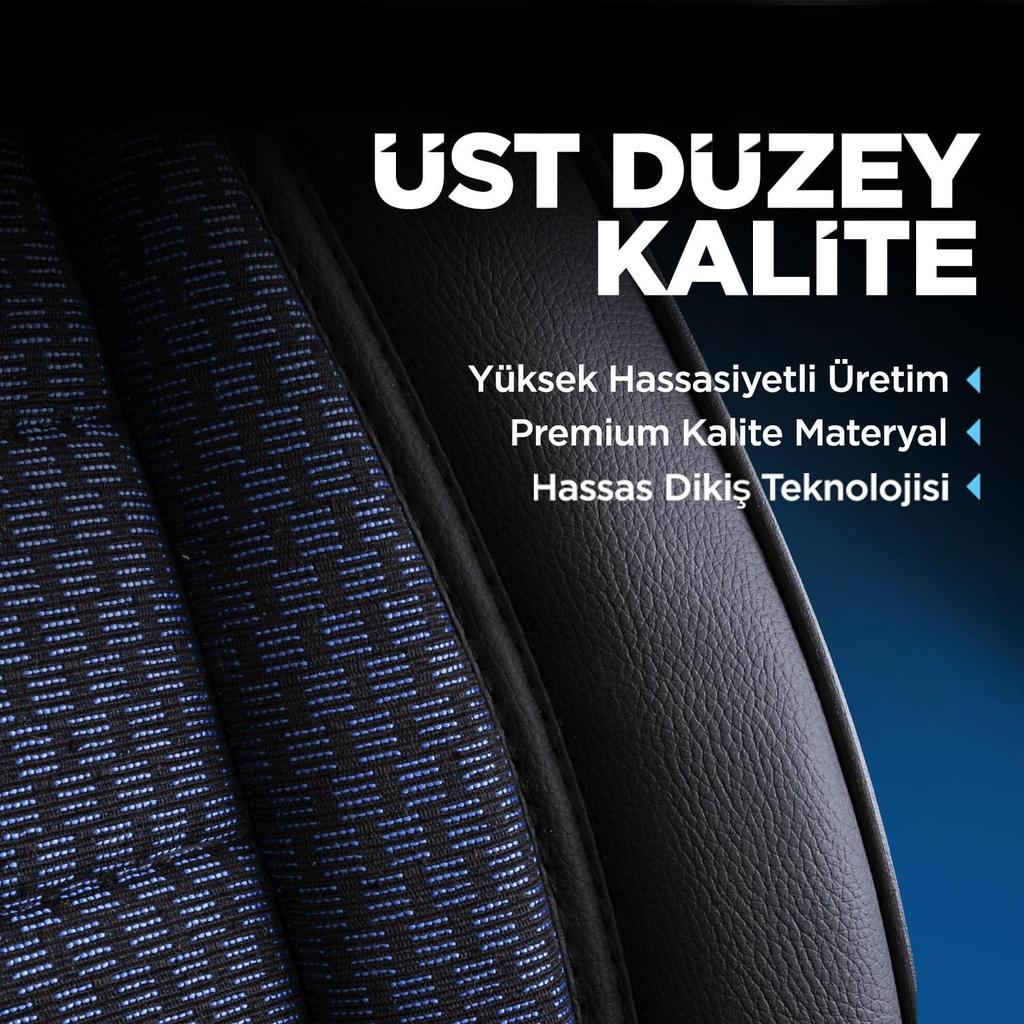 Custom Woven Fabric Car Seat Cover Blue Black