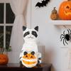 Resin Spooky Mummy Cat Figurine Halloween Decor Holding Pumpkin Sculpture Indoor Home Table Bookshelf Ornament Holiday Display