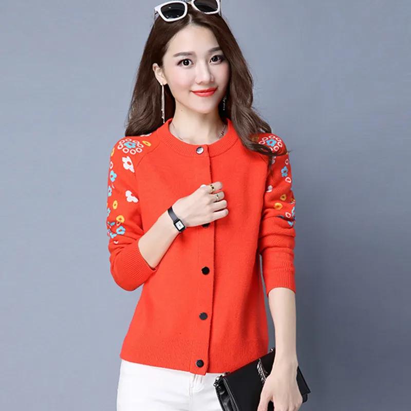 Versione coreana autunnale e primaverile del Cardigan Maglione Corto Largo Maglione Sciarpa da Donna Ricamata Giacca Versatile