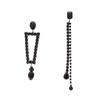 Dark Style Rhinestone Tassel Silver Earrings: Elegant Asymmetric Geometric Design for Women