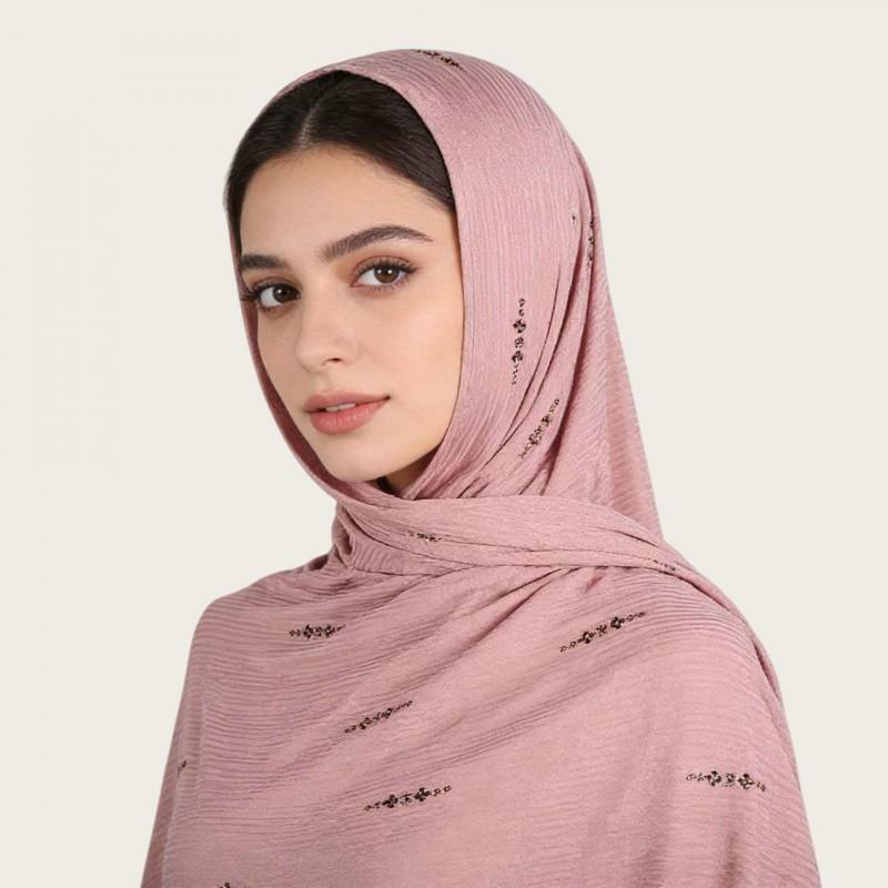 Womens Lightweight Knit Cotton Scarf With Rhinestone Embellishment Ethnic Style Wrap Shawl Daily Wear One Size
