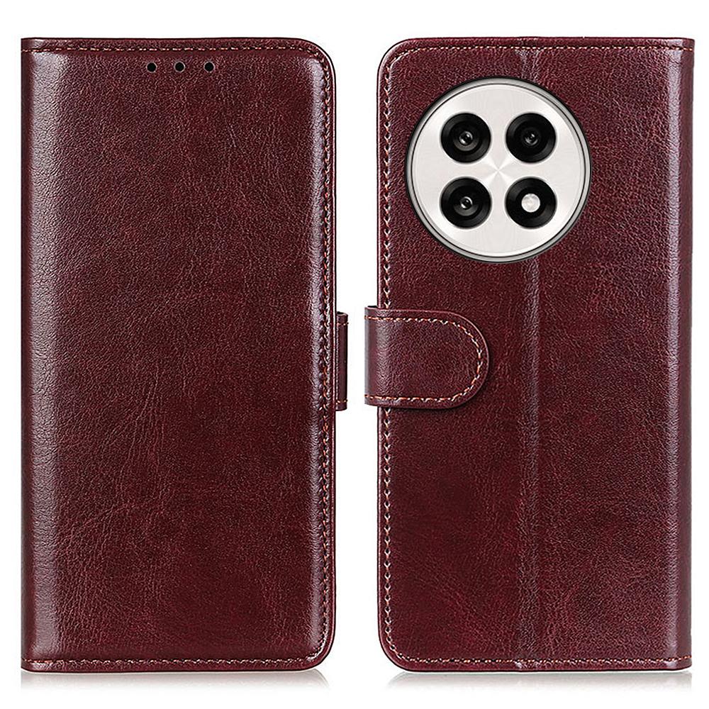 

For OnePlus 13R 5G/Ace 5 5G Case Crazy Horse Texture PU Leather Phone Stand Cover Brown