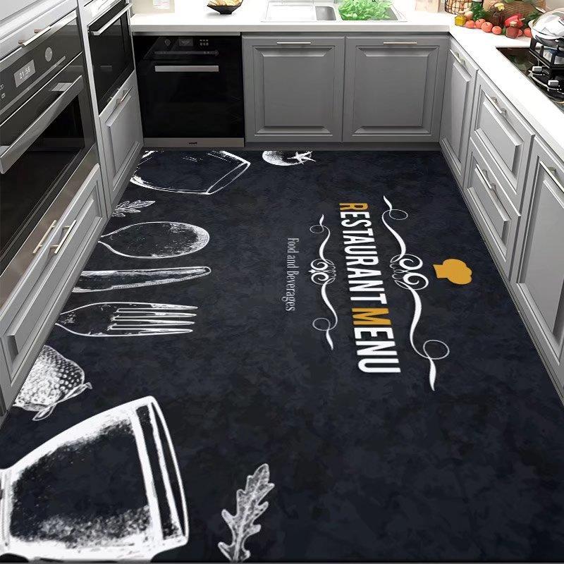 Kitchen Oil-proof and Non-slip Rug PVC Leather Carpets Dirt-resistant Door Mats Simple Balcony Rugs Bathroom Waterproof Carpet