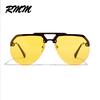 Unisex Big Frame Sunglasses Fashion Half Frame Glasses Round Pilot Sunglasses Men Hip-hop Sunglasses Women Retro Glasses