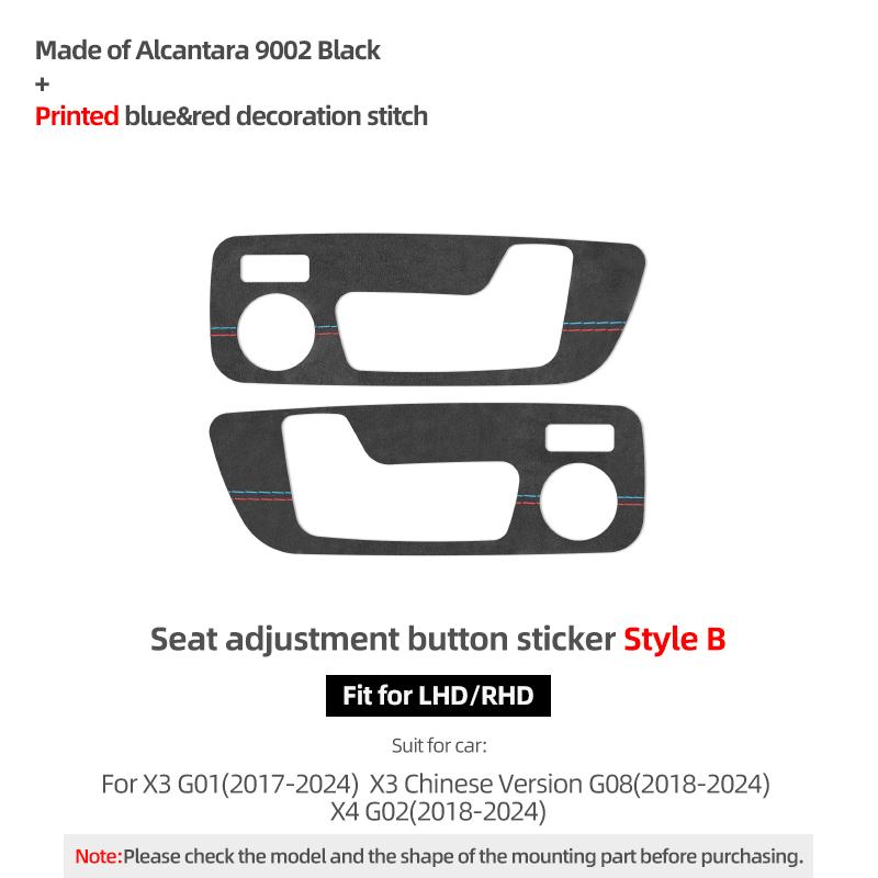 For BMW X3 G01 X4 G02 Made of Alcantara Seat Adjustment Buttons Panel Trim Protect Stickers Car Interior Tuning Accessories