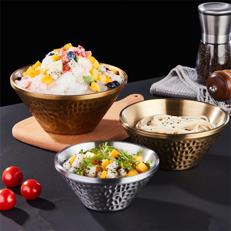 Creative Korean Stainless Steel Ramen Noodle Bowl Tableware for Salad Fruit Mixing Bowls Double Layer Heat insulation