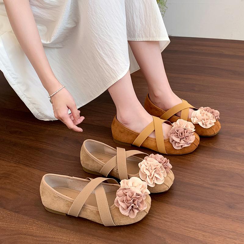 Fashion New Fashion Retro Style Thick Heel Flower Women Mary Jane Shoes Ladies Casual Shallow Eelgant Round Toe Shoes Zapatos Mujer