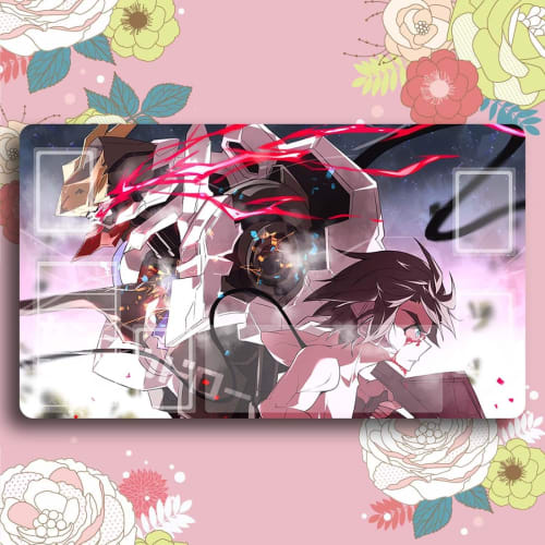 Senkou Draw Card Game Play Mat, Mobile Suit Gundam: Iron-Blooded Orphans Mikazuki Augus, Anime Merchandise, Universal TCG Play Mat with Storage Case,