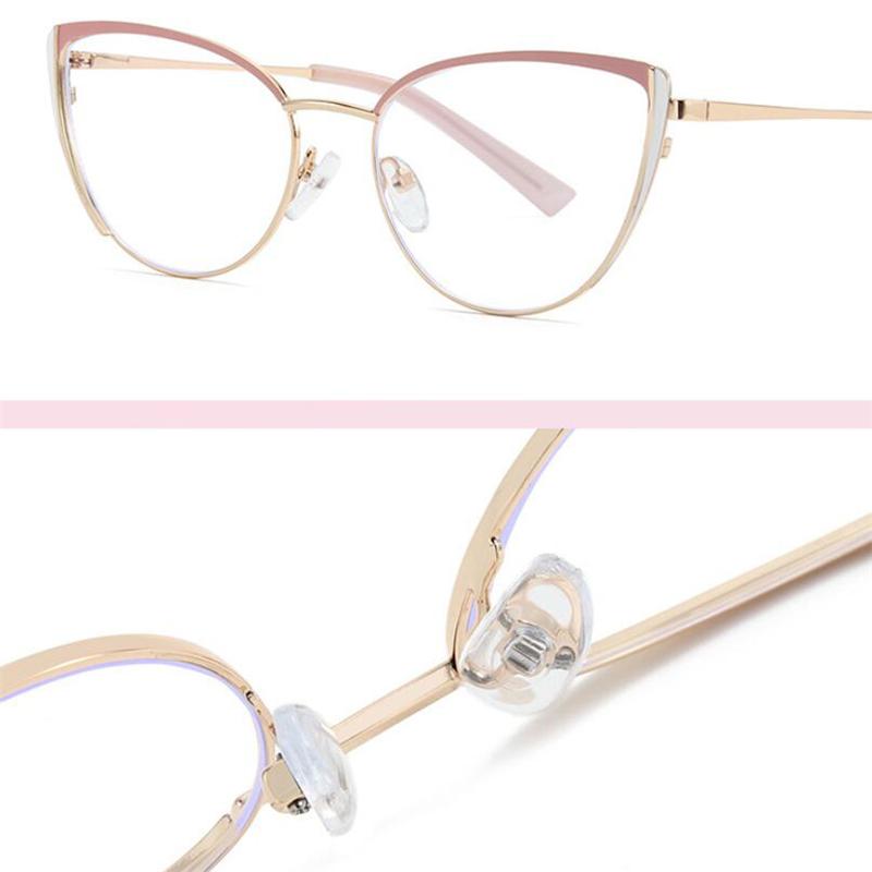 Pink White Frame Cat Eye Prescription Glasses Women Anti Blue Rays/Nearsighted/Presbyopic Bifocal Customized Spectacles Female