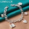 925 Sterling Silver Lock Pendant Bracelets For Women Men Wedding Party Fashion Jewelry