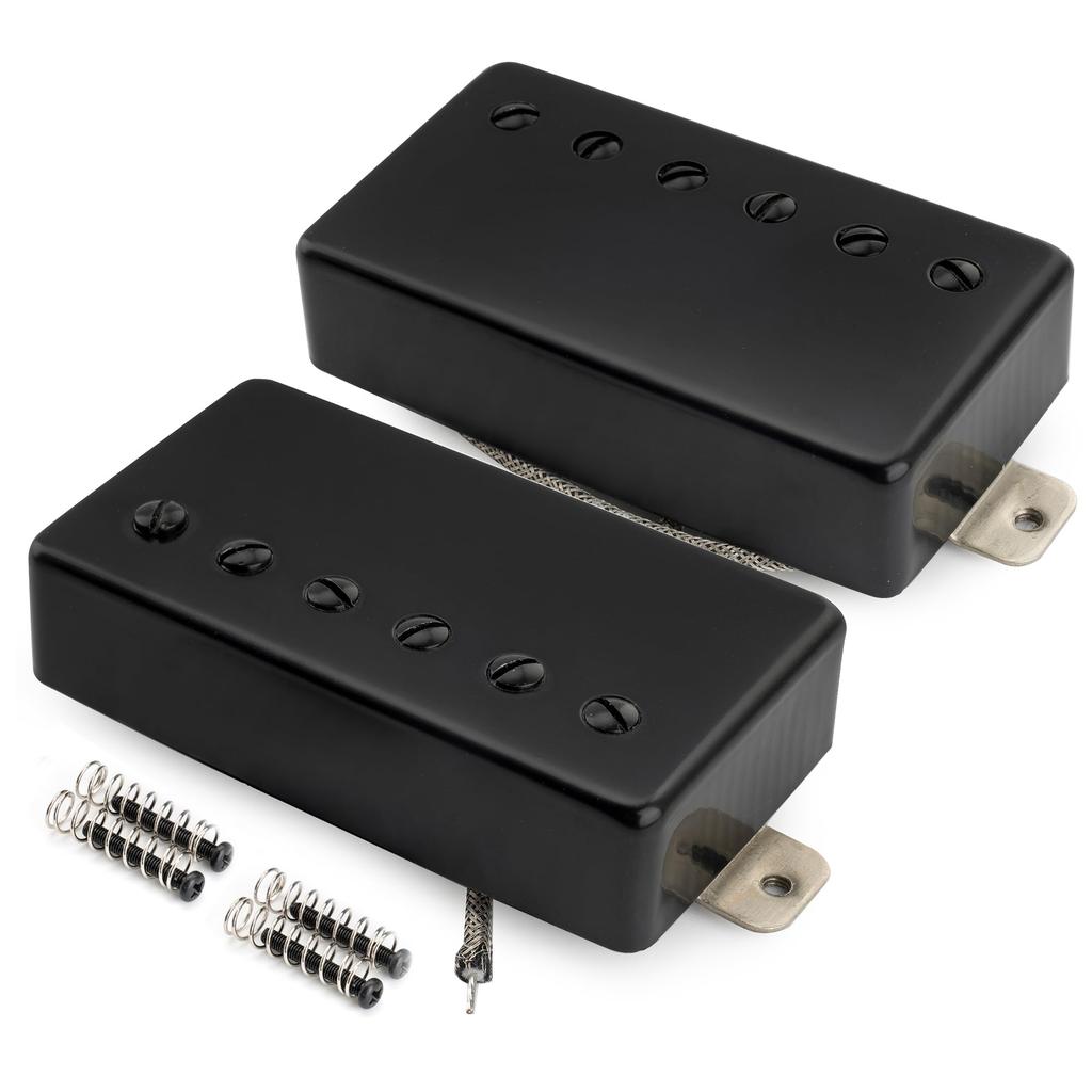 Musiclily Pro Alnico 5 Covered Humbucker Neck and Bridge Pickup Set for LP Electric Black LP-CBLA (7.8K/8.8K) Guitars,