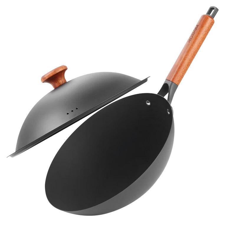 Titanium Iron Uncoated Non-stick Round Bottom Wok