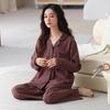 Woven cotton gauze pajamas women's spring and autumn pure cotton long-sleeved 1011 new autumn 100% cotton V-neck loungewear