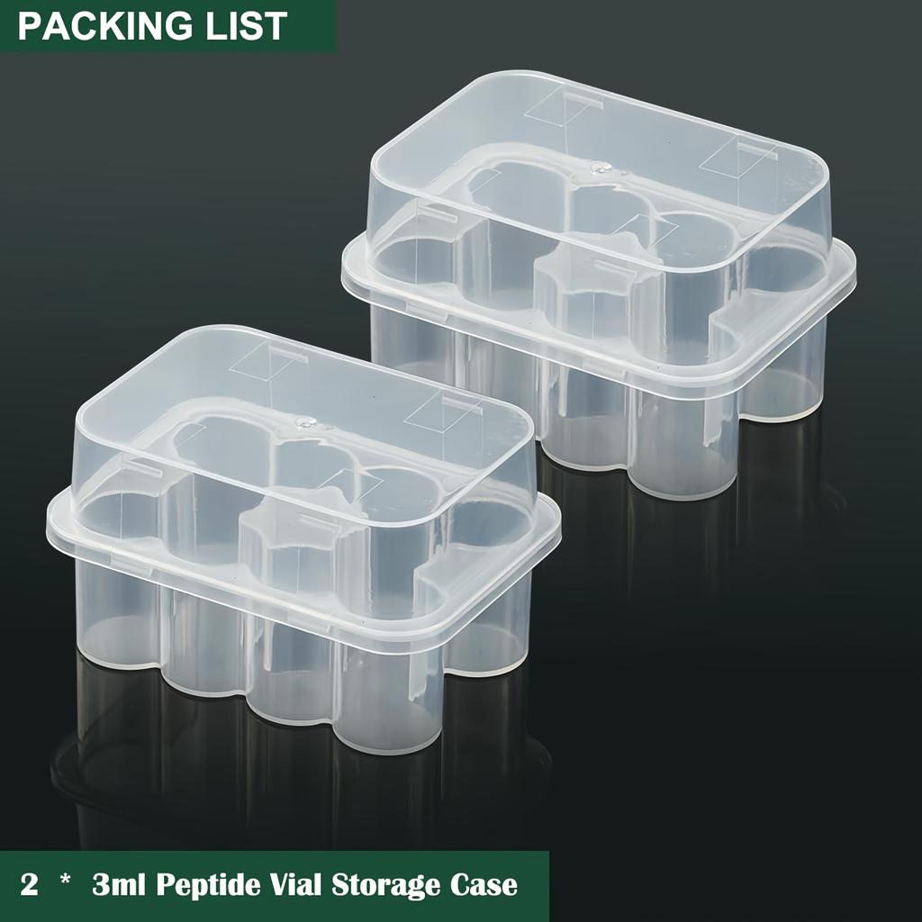 2pcs Clear Peptide Case Set for Fridge,20 Slots Total, 3ml Vial Holder for Refrigerator, Semi-Transparent Vial Storage Case