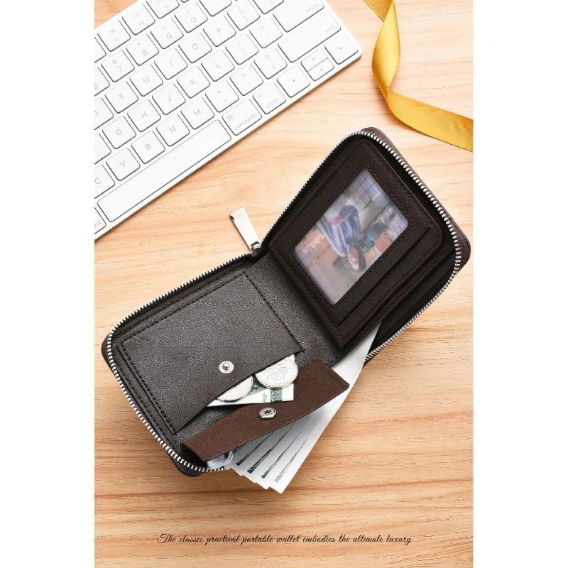 Men's Wallet Zipper Retro Short Horizontal
