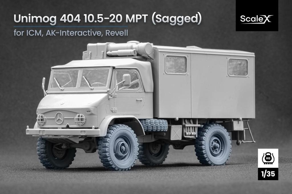 Unimog 404 MPT Wheel Set for AK and Revell Plastic Model Kits SCXWM35022S Scale-X 1/35 10.5-20 Weight-Deforming (5-Piece Set) ICM, Interactive,