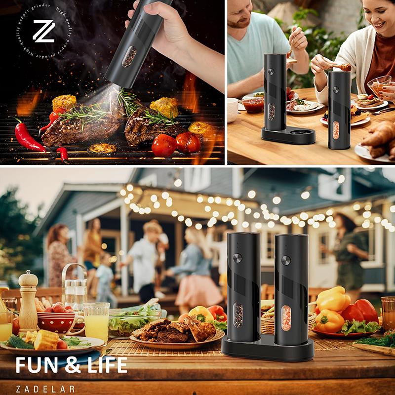 Salt And Pepper Grinder Set Electric,Rechargeable Salt And Pepper Shakers Stainless Steel With Usb C Dual Charging Base