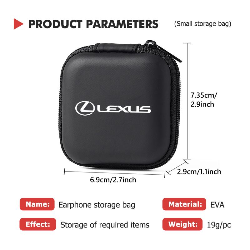 For Lexus Car Earphone Holder Case Storage Portable Headphone Memory Card USB Data Cable Bag UX250h RX450h CT200h RX400h NX LX