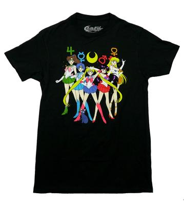 Sailor Moon New Adult T-Shirt - Characters Posing Under Celestial Symbols Names