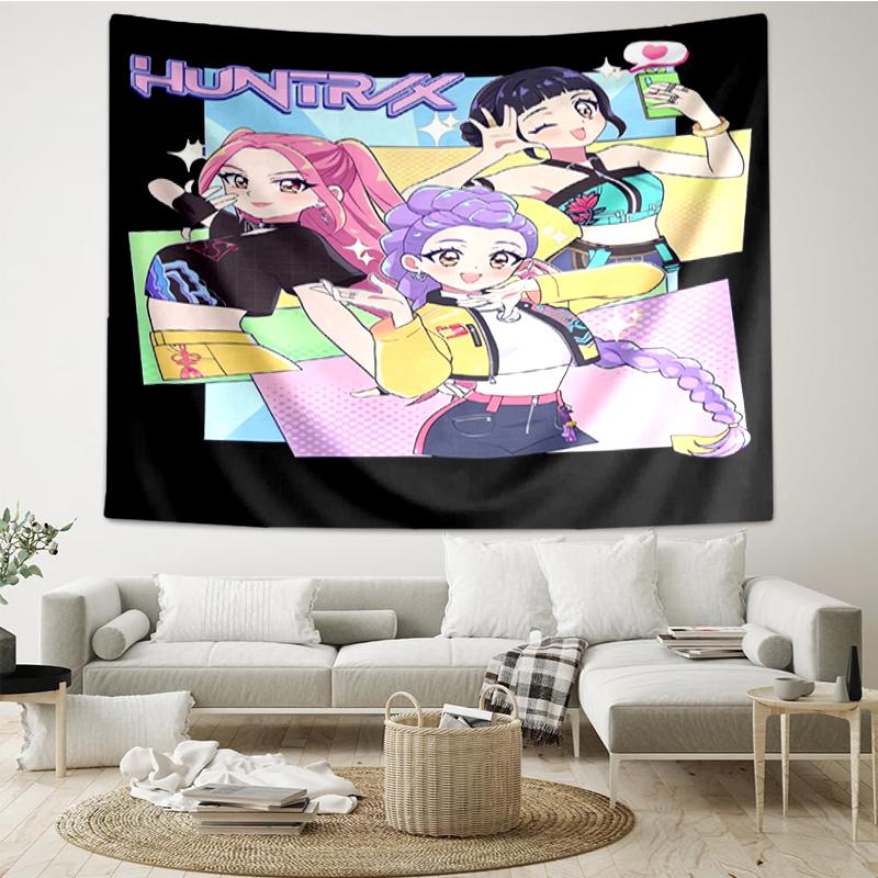 KPop-Demon-Hunters Print Tapestry, Backdrop, Easy Setup, Ideal for Bedroom, Office & Living Room, with Aesthetic Wall Hanging Decor.