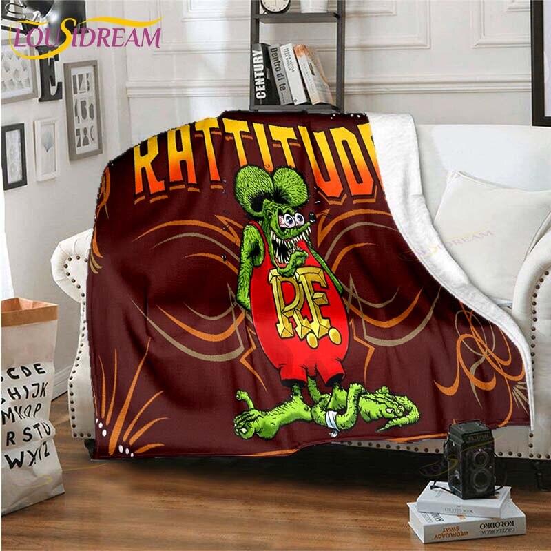 Rat Fink Blanket Throw Blanket Couch Quilt Cover Travel Bedding Throw Blanket Flannel Blanket Bedspread Blankets for Beds