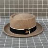European And American Style Wool, Retro Top Hat, Flat Top Hat For Men And Women, Versatile In Autumn And Winter, Short Brim, Micro-Curled Edge Jazz