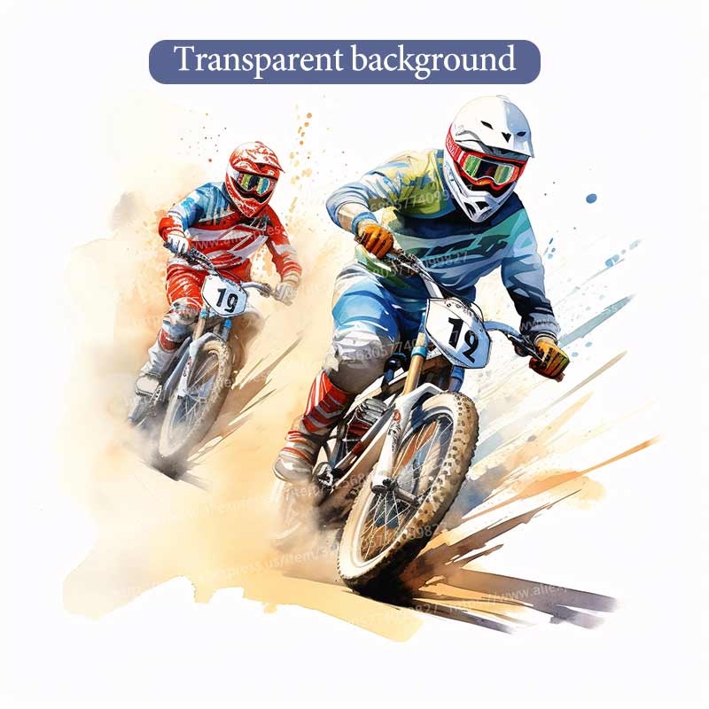Motocross Watercolor Dirt Bike Rider Wall Stickers Living Room Sofa Background Decoration Wallpaper For Home Decor Boy Room Art Decals Sticker M1495