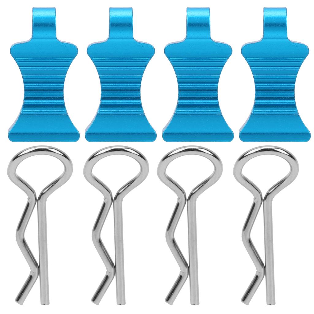 4pcs Aluminium Alloy RType Car Body Shell Clips Pin with Fixing Bracket for 1 10 RC Car(Blue )