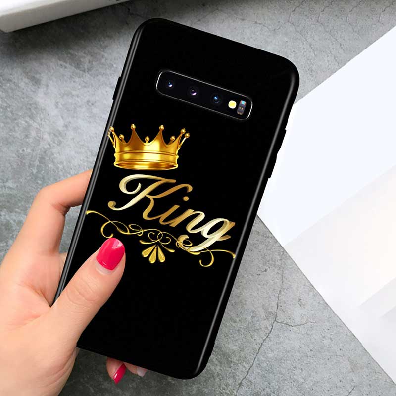 Чехол для телефона King Queen Couples для Samsung Galaxy Note 20 S20 FE Lite Ultra 10 9 8 Pro S10E S10 5G S9 S8 S7 S6 Plus Black