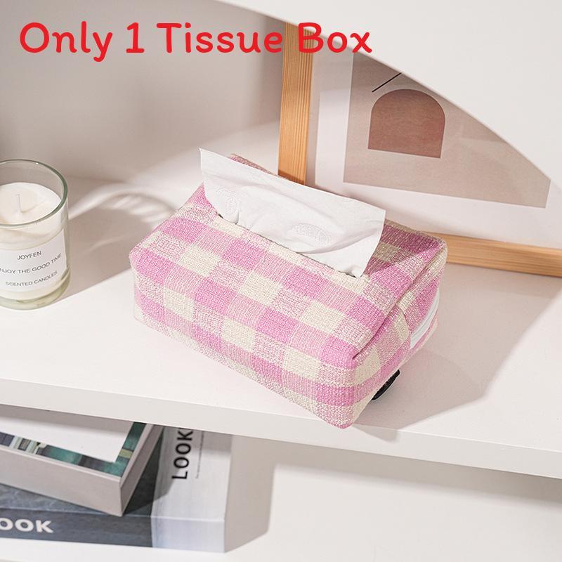 Modern Minimalist Cotton Tissue Box With Splicing Design For Office Decor And Desk Organization