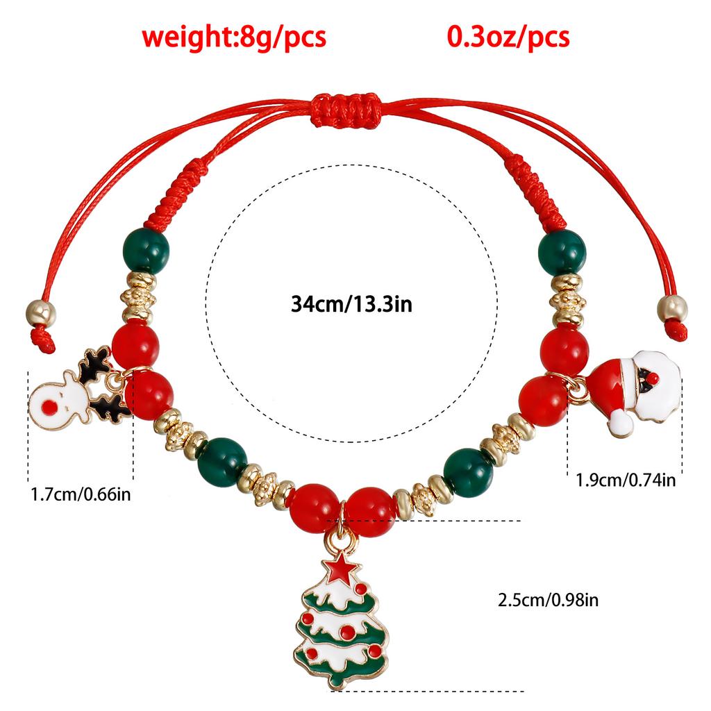 European and American Christmas Ornaments, Hand-woven Beaded Bracelet Sets, Snowman Elk Bells, Chinese Red Jewelry Gifts