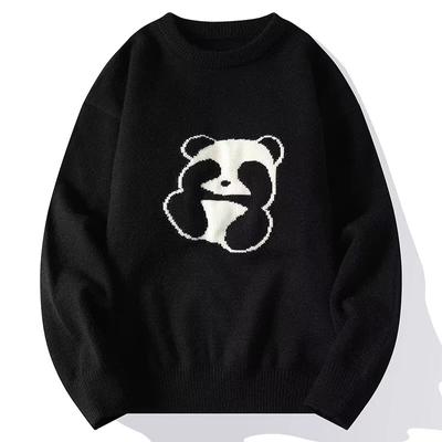 Retro Fun Plush Round Neck Sweater Men's Fashion Brand Loose Couple Warm Sweater Top