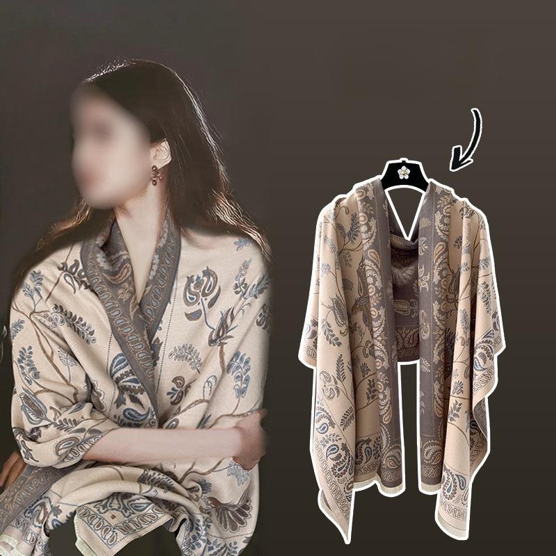 Nowy etniczny szal, wysokiej jakości peleryna atramentowa, zachodnio-syczuański strój podróżny ze zdjęciem frędzli imitacja kaszmiru peleryna damska