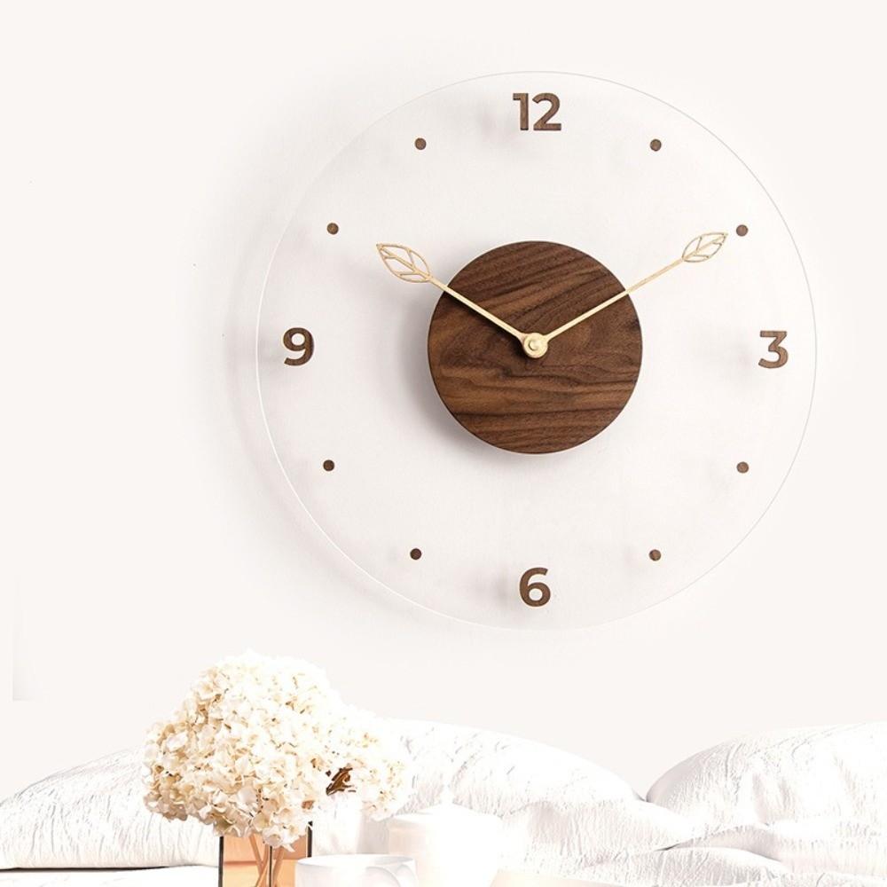 Transparent Digital Wall Watch Solid Wood Scale Clock Durable Hanging Clock  Office