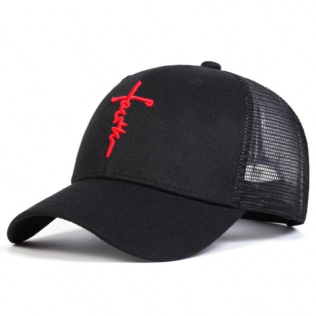 Summer Letter Cross Embroidery Mesh Hat Outdoor Leisure Breathable Baseball Cap Men and Women Trucker Hats Golf Cap Hip Hop Caps