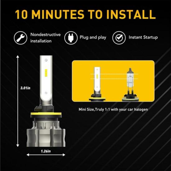 AUXITO 880 881 893 6500K White LED Foglight Fog Light Conversion Bulbs B3F EXV