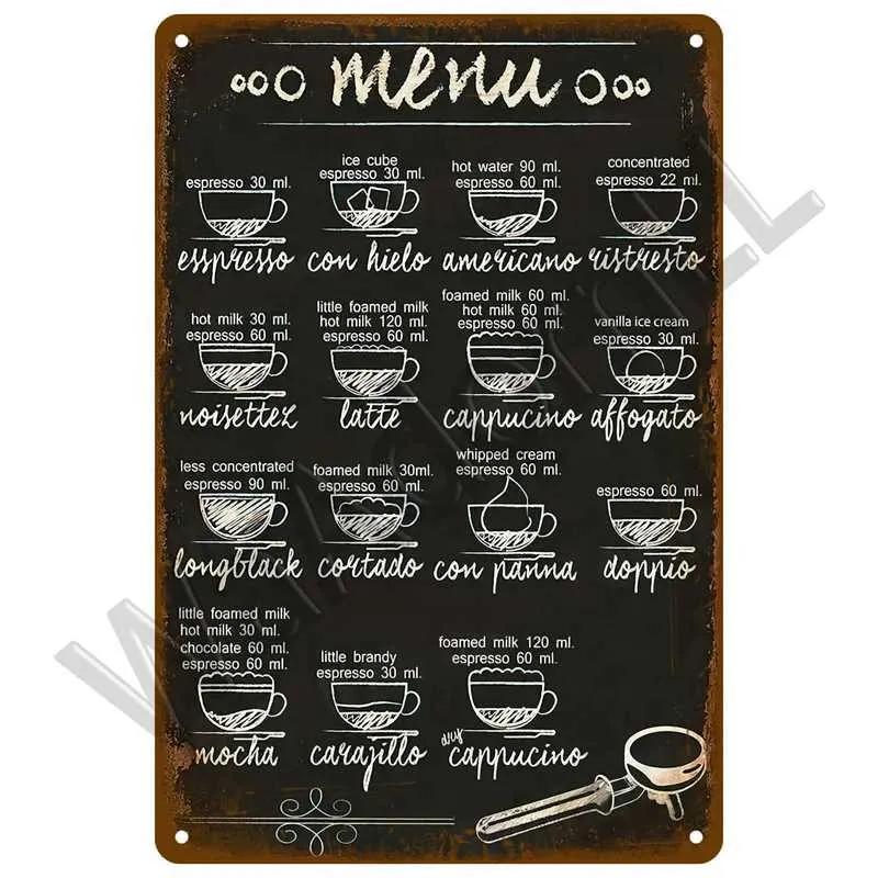 Retro Flat Metal Signboard Home Decoration Coffee Tin Logo Retro Wall Art Poster Kitchen Bar Iron Paint Decoration Coffee Shop