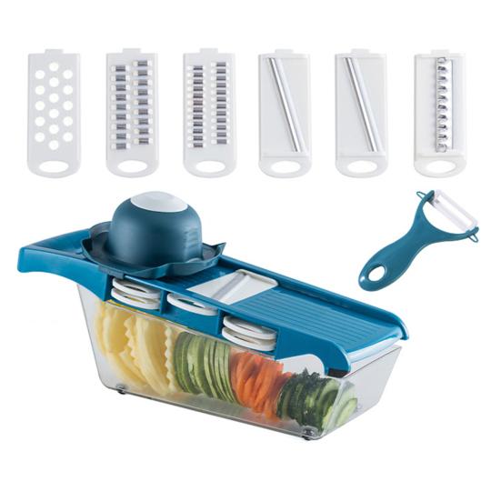 Multi-Function Vegetable Chopper with Hand Guard Manual Julienne & Slicer for Carrots Potatoes Cucumbers Essential Kitchen Tool for Home Cooking