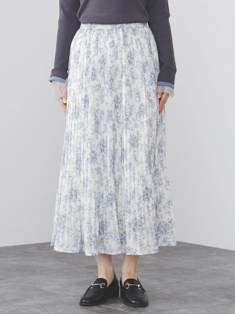 Skirt Toile De Jouy Poppy Pleated Skirt FREE [Beams Heart] Women's OFF_WHT