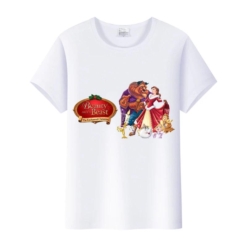 Cartoon Princess Summer Short Sleeve Tee Beauty and The Beast Tops Shirts T-Shirts Sweet Clothes Blouse Unisex
